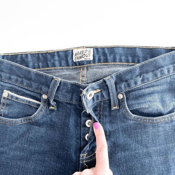 Naked & Famous Denim Deep Indigo Stretch Selvedge Jeans Super Skinny Guy Size 30 - Picture 7 of 11